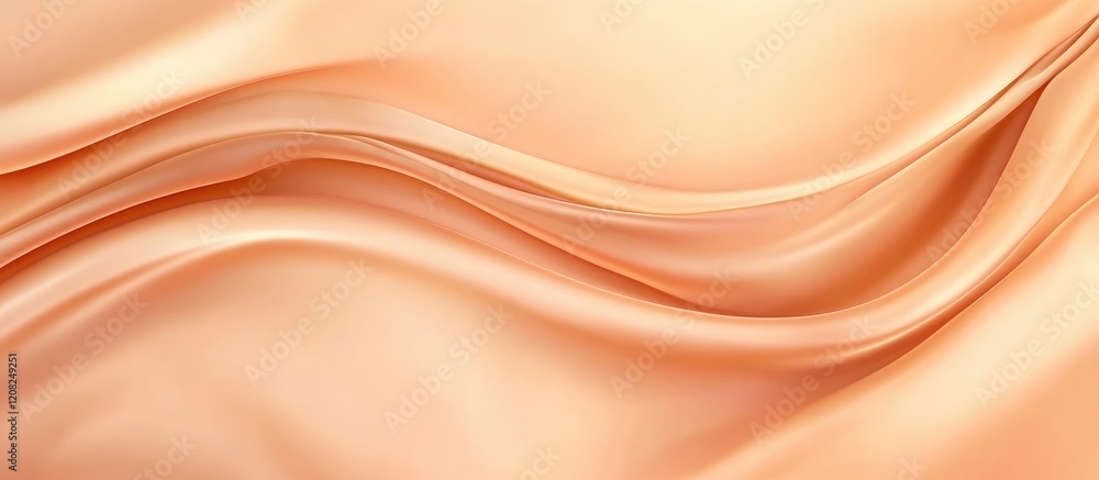Aufkleber peach satin silk fabric with soft sheen waves and subtle reflections for text space in warm tones an