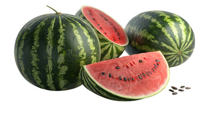 Juicy Watermelon Slices with Green Rind in Dynamic Suspension