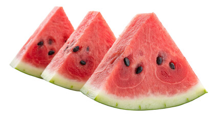 Juicy Watermelon Slices with Green Rind in Dynamic Suspension