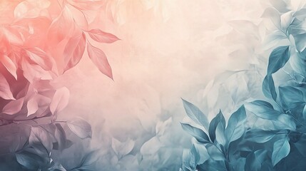 Botanical Design with Pale Leaves and Floral Pastel Colors