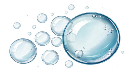 Clear blue water bubbles, cut out