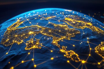 Global Network Connectivity Illuminates Earth with Digital Grid at Night