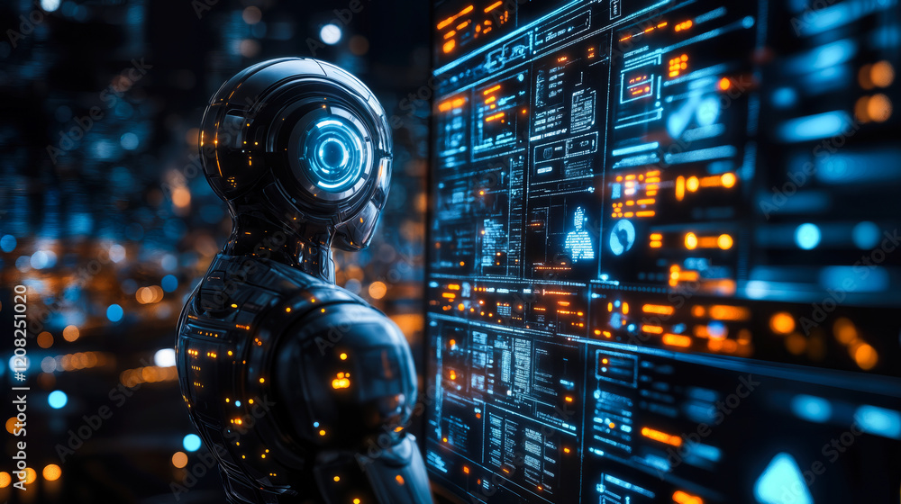Poster ai-driven strategy enhancement with futuristic business analytics interface