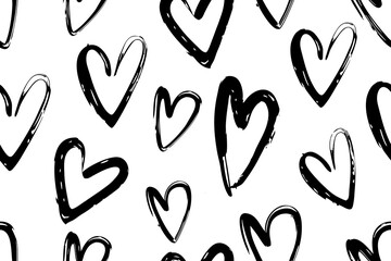 Hearts seamless background, Valentine pattern design. Trendy minimalistic hearts backdrop