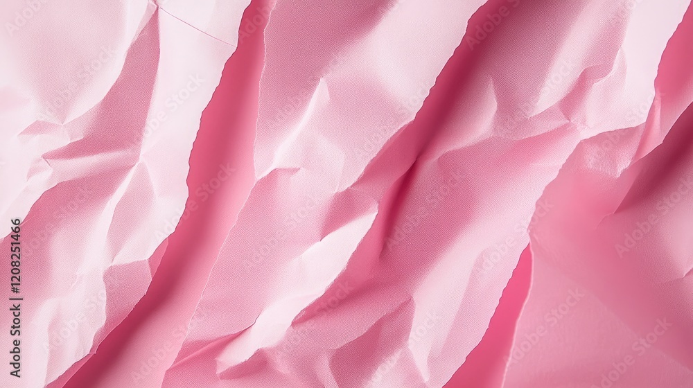 Poster textured pink paper crumpled background with soft folds for design use and creative projects in past