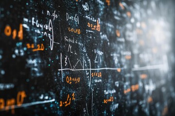 Mathematical Equations on Chalkboard: Abstract Science and Data Analysis Concept