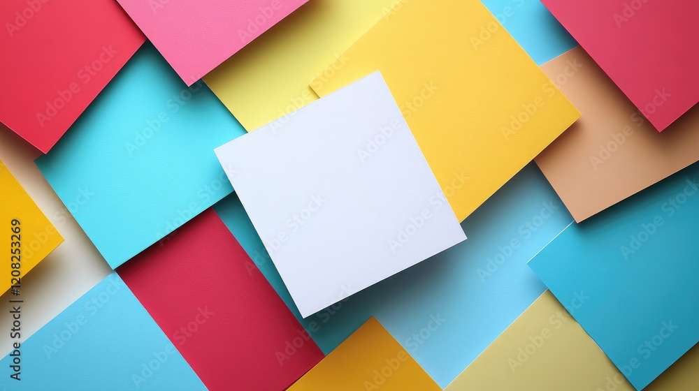 Poster minimalistic blank white square on colorful paper background for creative design and copy space insp