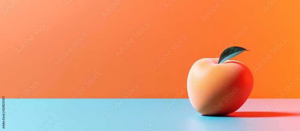 Aufkleber peach on blue and orange gradient background minimalist eco style with clean space for text and soft