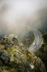 Mist over the mountain road