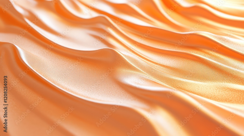 Poster smooth orange satin fabric with motion blur and subtle gradient texture, soft waves and reflective s