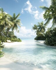Fototapeta premium Tropical paradise escape exotic island hideout nature scene serene beach aerial view vibrant atmosphere