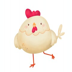 Chicken rooster gesture illustration. rooster cartoon isolated design elements. Cute Chicken meat production and bird breeding. Poultry farm, animal husbandry drawing digital prints