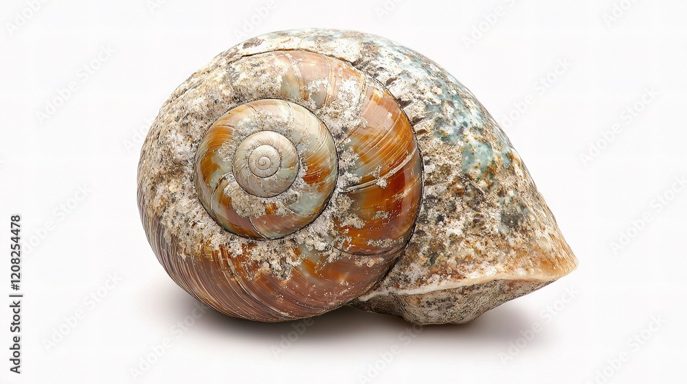 Poster snail with textured shell isolated on white background