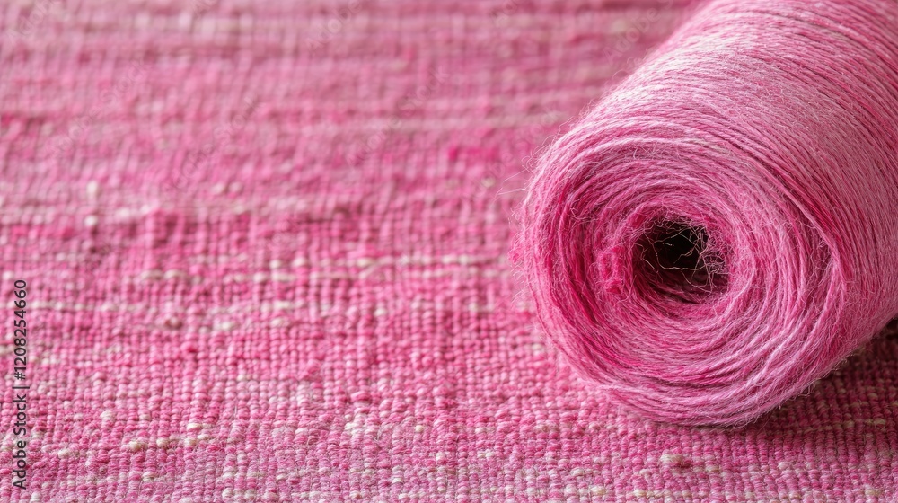 Poster pink textured mat with rolled thread showcasing the intricate weave and softness of fabric ideal for
