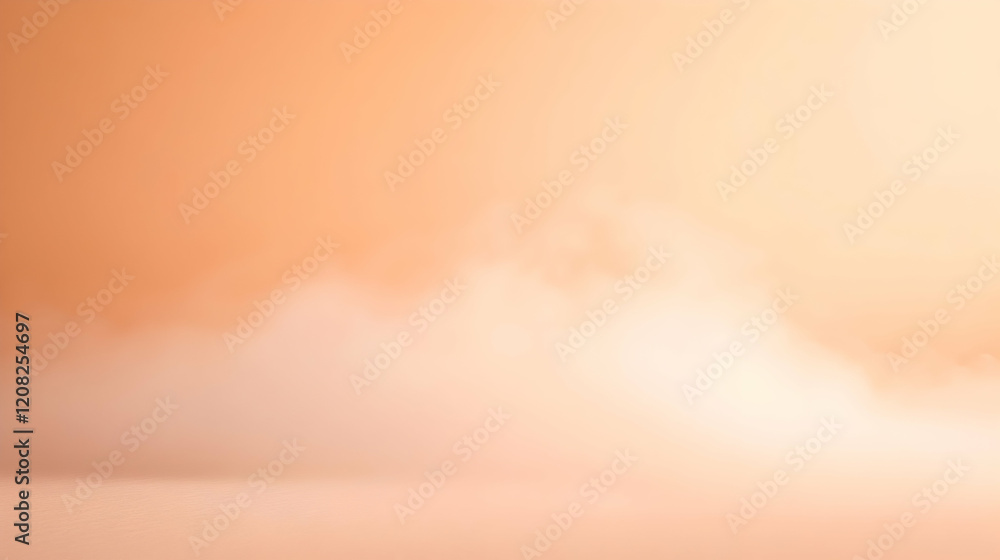 Poster a soft layer of fog blending evenly into a solid pastel peach background, with smooth lighting