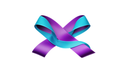 Intertwined Purple and Teal Ribbons Awareness Symbol Support Charity Hope Unity
