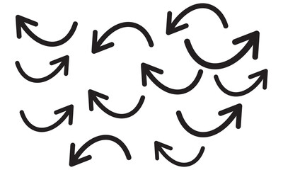 Elegant arrows set for business plan, presentation and education. Sign, Symbol, Hand drawn arrow collection