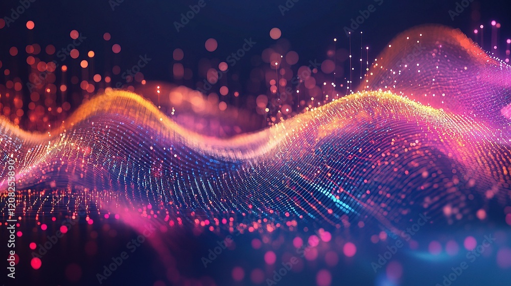 Poster futuristic circuit board background with glowing colorful lines