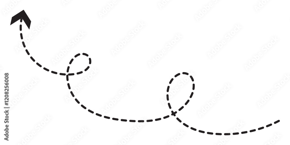 Poster long squiggle dashed, dotted line arrow vector icon