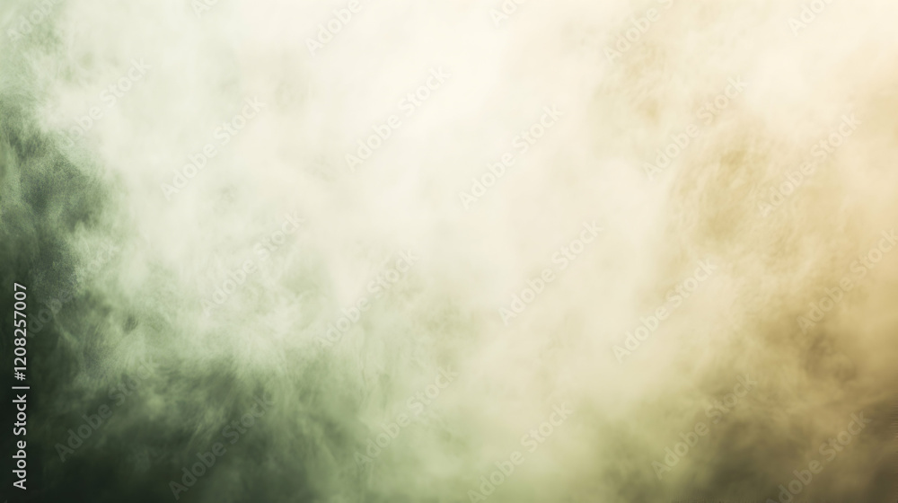 Poster fog settling smoothly into a gradient cream and olive background, softly illuminated for clear textu