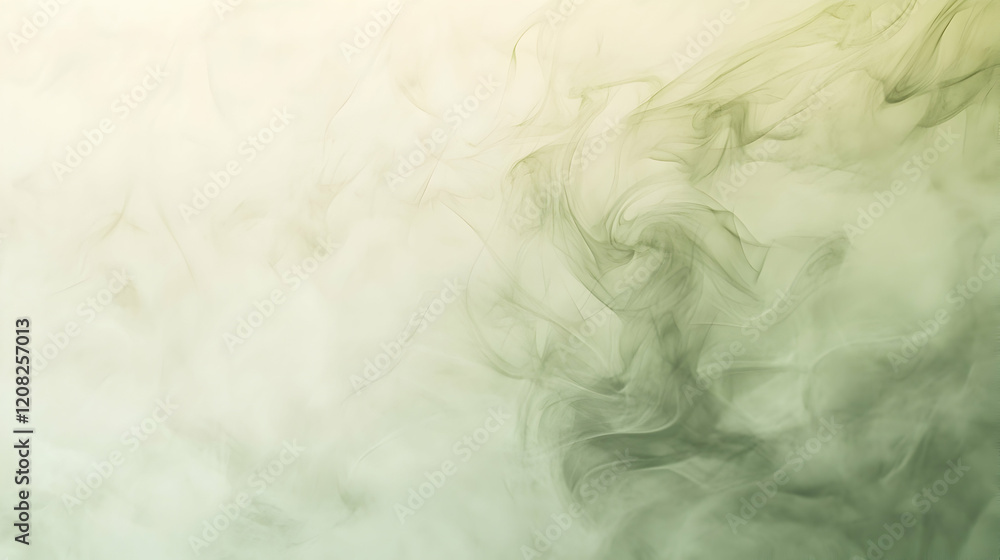 Aufkleber fog settling smoothly into a gradient cream and olive background, softly illuminated for clear textu