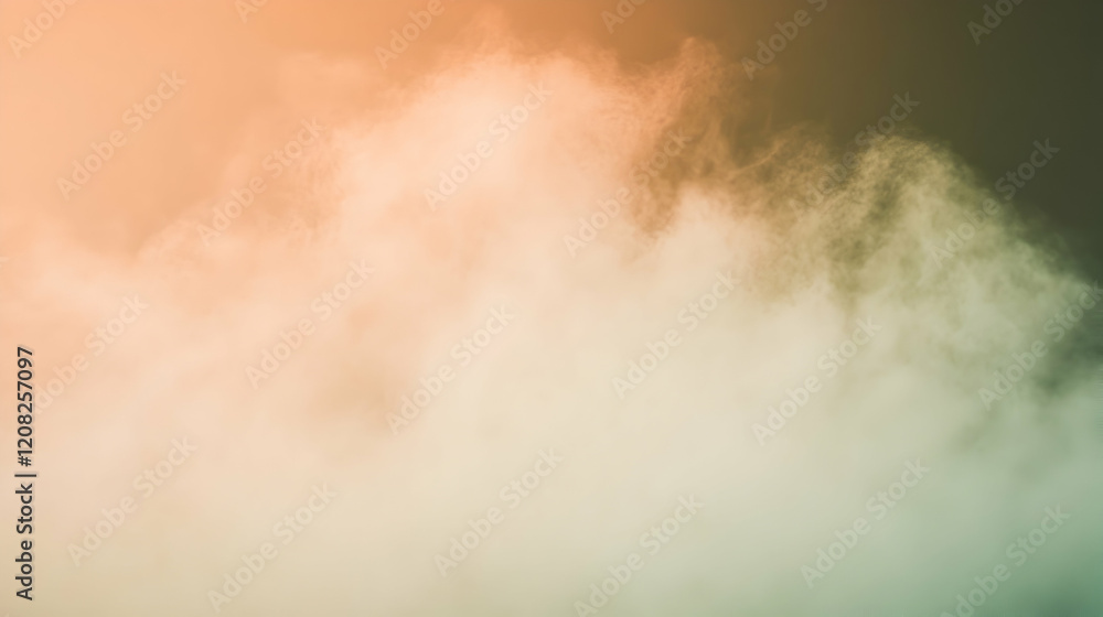 Poster fog softly blending into a muted peach and olive background, illuminated for natural and smooth text