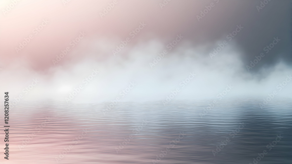 Poster fog spreading gently into a muted rose and light gray gradient backdrop, illuminated for smooth clar