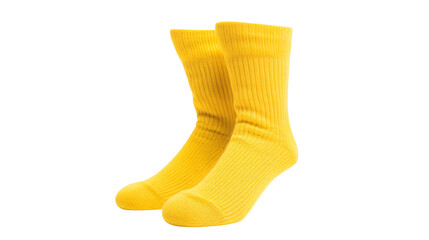 Bright Yellow Socks on Black Background Fashion Accessory Knitted Cotton Comfortable Footwear Studio Shot