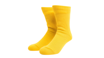 Bright Yellow Socks on Black Background Fashion Accessory Knitted Cotton Comfortable Footwear Studio Shot