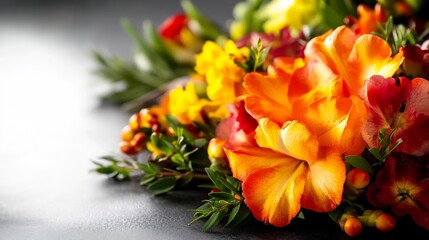 Vibrant orange flowers bloom brightly against a dark background showcasing warm autumnal tones. AI Generated