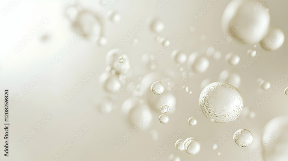 Poster mist particles floating subtly into a pale cream-gray background, softly illuminated to highlight te