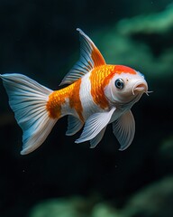 Serene koi fish swimming in crystal clear pond nature scene underwater viewpoint symbol of prosperity