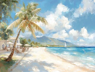 Lively beachside dining experience in a tropical paradise vibrant atmosphere scenic ocean view