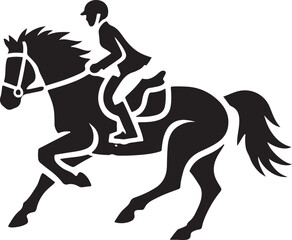 Horse Rider icon silhouette vector with white background