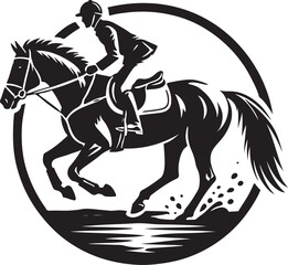 Horse Rider icon silhouette vector with white background