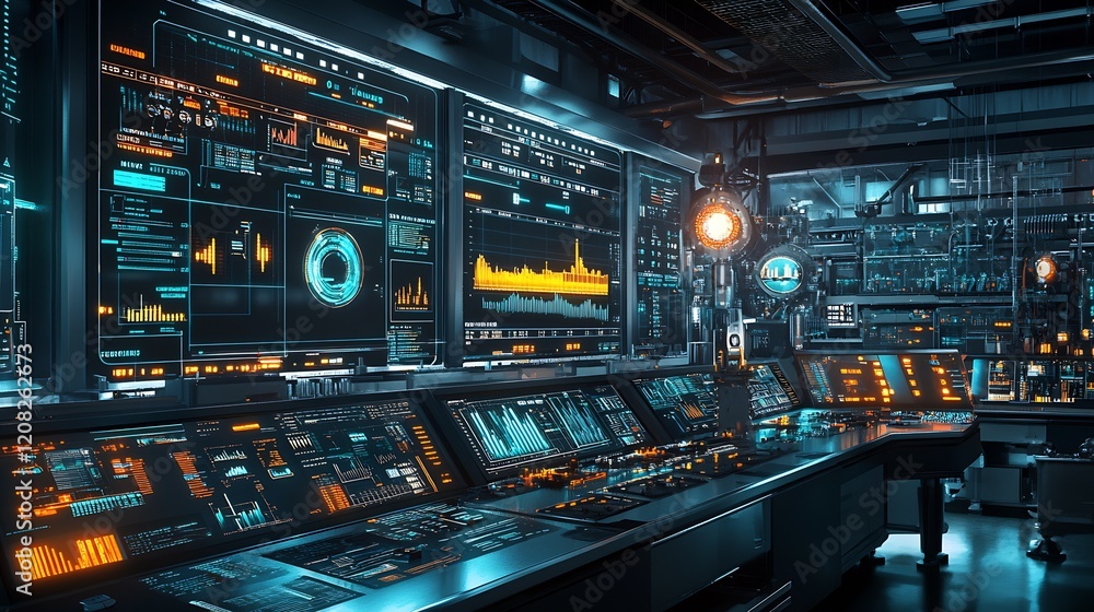 Poster Cutting-Edge Cyber Technology Lab with Monitors and Advanced Data Systems : Generative AI