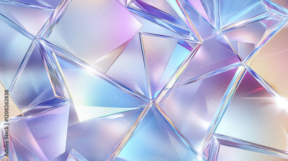 Aufkleber Colorful reflections and geometric shapes create a mesmerizing abstract pattern with sparkling highlights