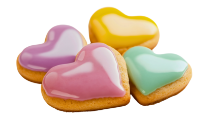 Heart-shaped colorful cookies with pastel icing sugar cookies decorated for Valentine’s Day sweet treats festive snacks and romantic gourmet desserts for parties and lovers