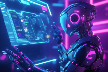 Futuristic Robotic Hand Holding a Glowing High-Tech Cube Representing Advanced AI, Innovation, and Sci-Fi Cybernetic Design in Digital Technology