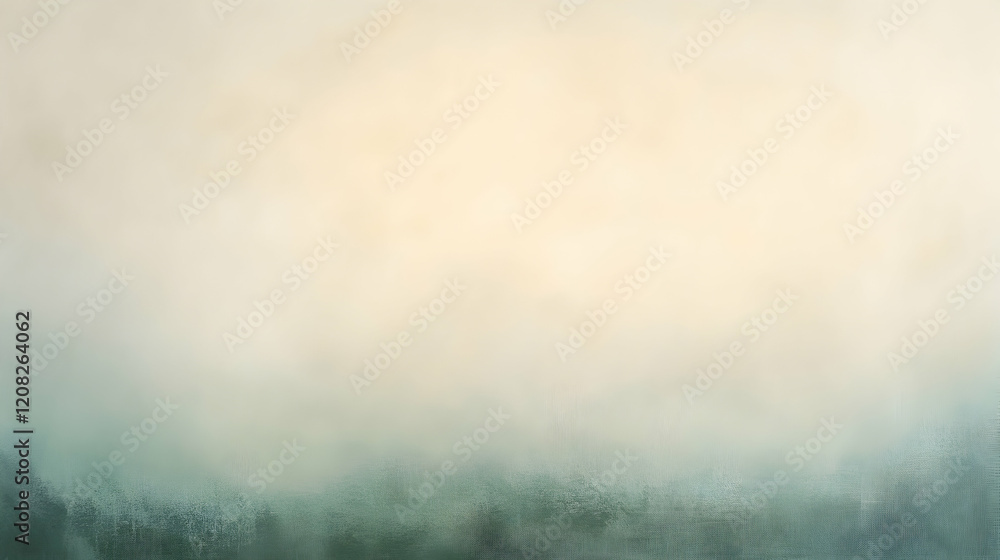 Canvas Prints thin fog rolling softly across a muted sage green and cream backdrop, softly illuminated for natural