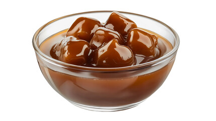 Luxurious caramel dessert in a glass bowl with rich, creamy texture and decadent chocolate pudding, a mouthwatering treat perfect for dessert lovers and festive occasions