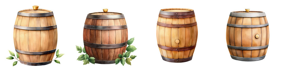 Fototapeta premium Watercolor Oak Barrel s