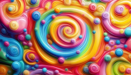 Colorful swirls and bubbles on a background, vibrant abstract art