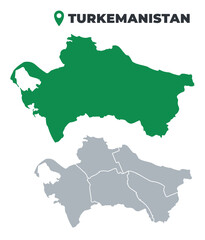 Turkmenistan map simple flat outline vector set