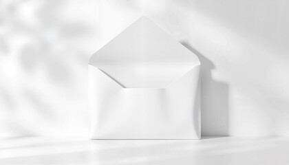 Minimalist envelope mockup on white table, clean design concept