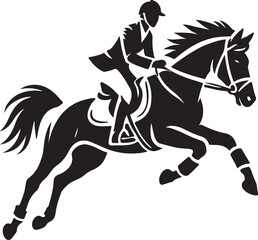 Horse Rider icon silhouette vector with white background