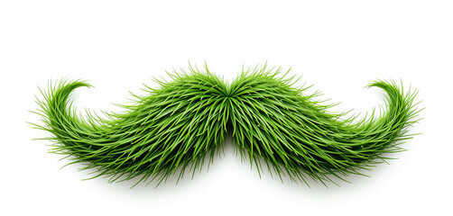 This unique design features a whimsical green mustache crafted from lush grass, showcased against a clean white background. It's an eye-catching decoration idea for various events