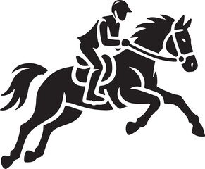 Horse Rider icon silhouette vector with white background