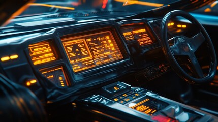 Futuristic Car Interior: Cyberpunk Dashboard Design