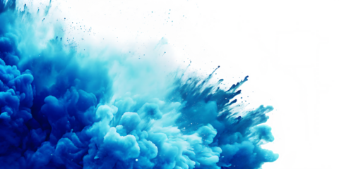 A blue smoke explosion border isolated on white background PNG.AI GENERATED
